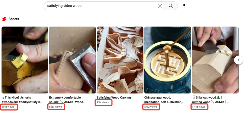 youtube shorts view for woodworking videos